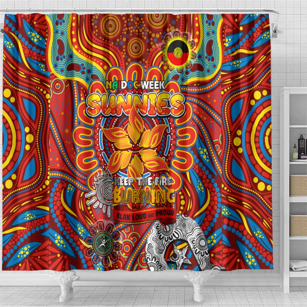 Gold Coast Suns NAIDOC Week 2024 Shower Curtain Mascot Football