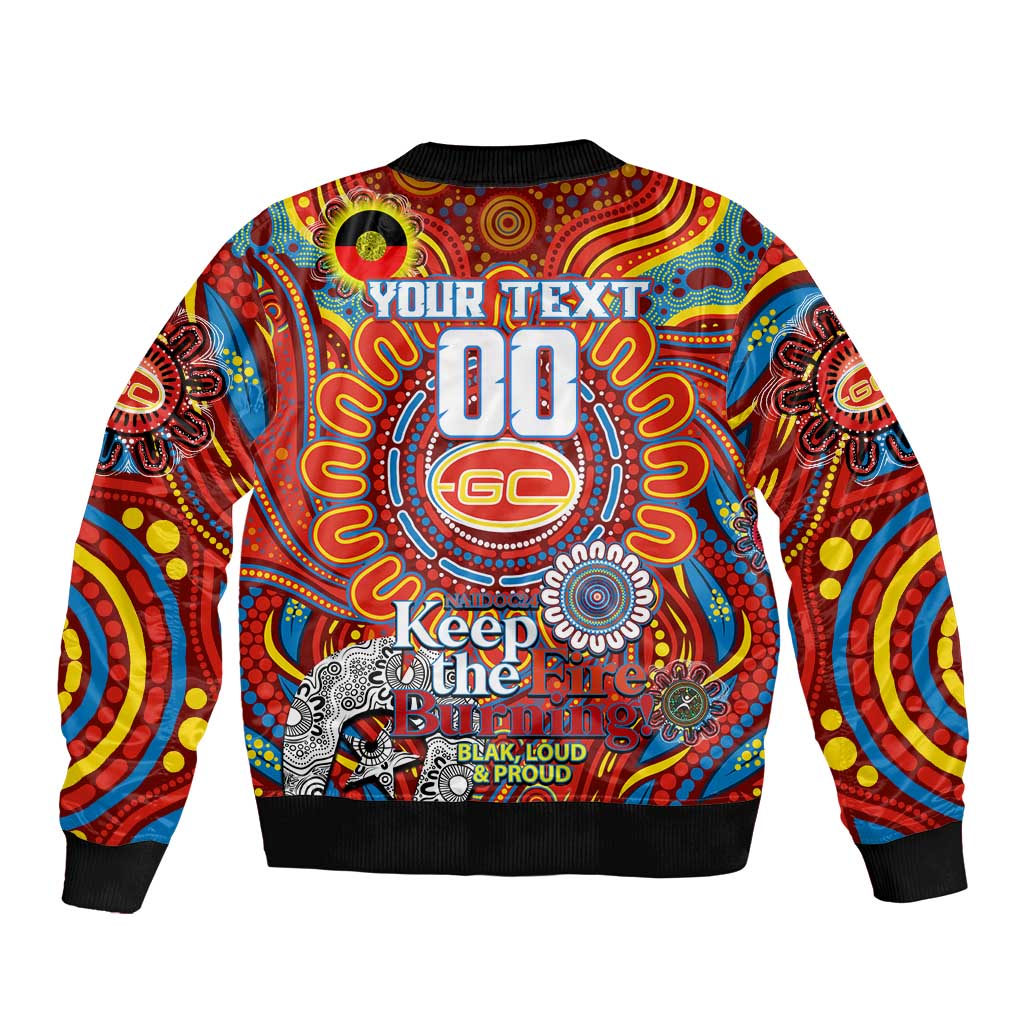 Custom Gold Coast Suns NAIDOC Week 2024 Sleeve Zip Bomber Jacket Mascot Football