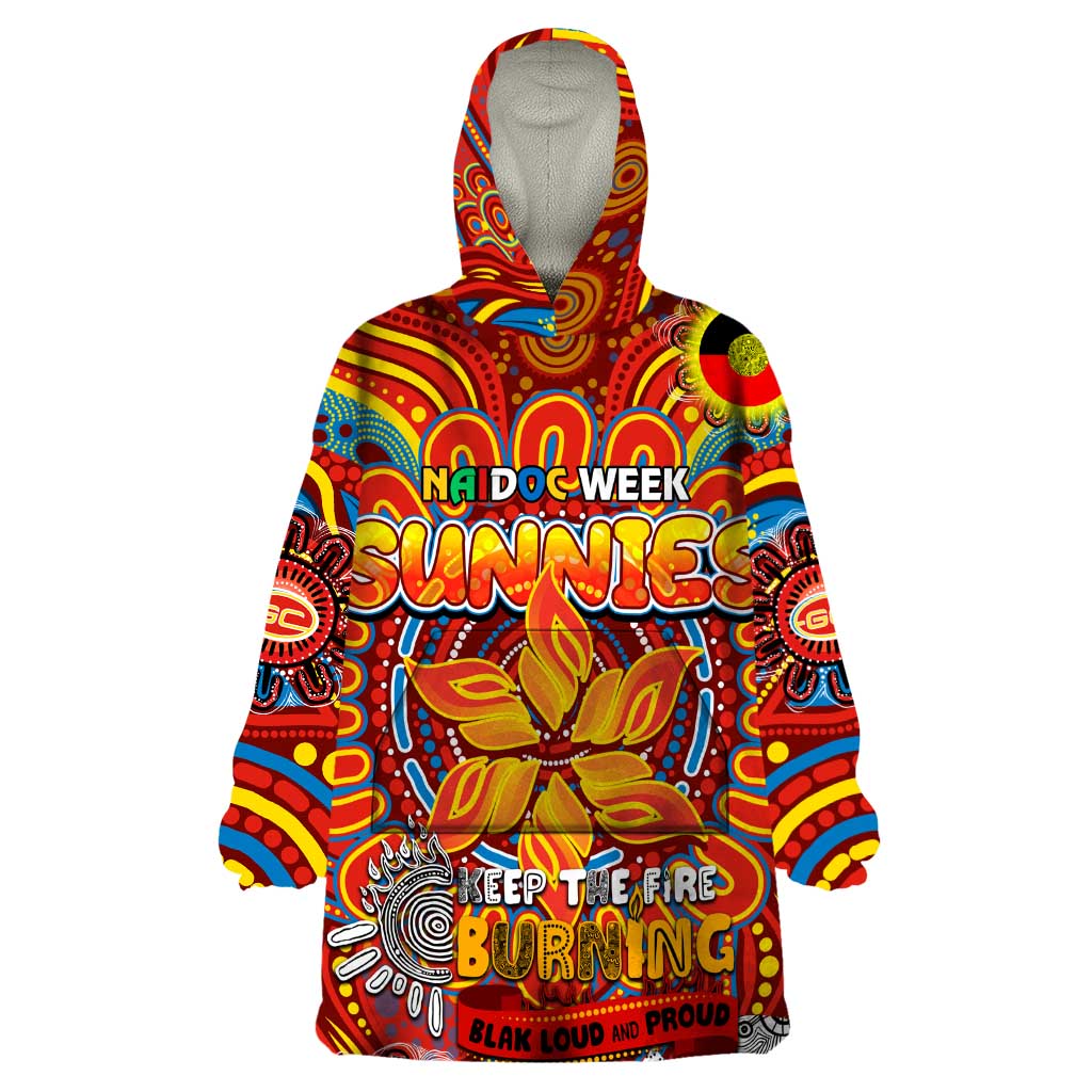 Custom Gold Coast Suns NAIDOC Week 2024 Wearable Blanket Hoodie Mascot Football