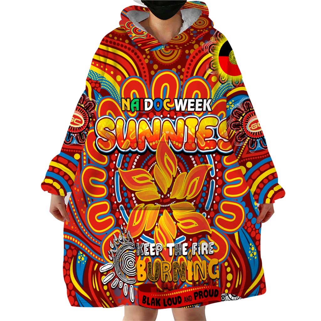 Custom Gold Coast Suns NAIDOC Week 2024 Wearable Blanket Hoodie Mascot Football
