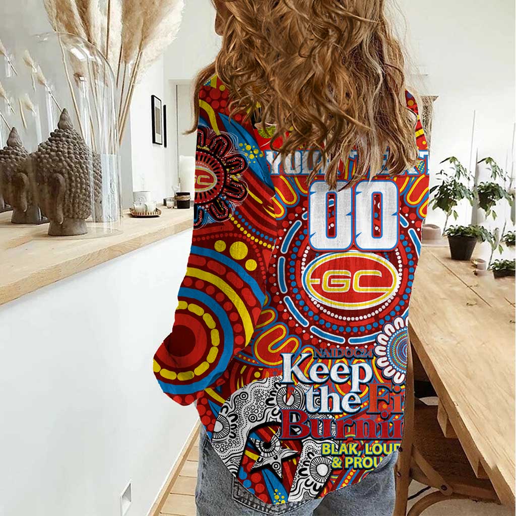 Custom Gold Coast Suns NAIDOC Week 2024 Women Casual Shirt Mascot Football