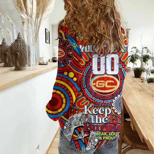 Custom Gold Coast Suns NAIDOC Week 2024 Women Casual Shirt Mascot Football
