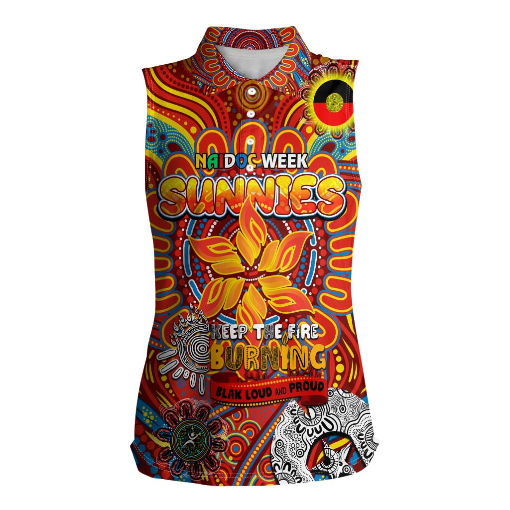 Custom Gold Coast Suns NAIDOC Week 2024 Women Sleeveless Polo Shirt Mascot Football