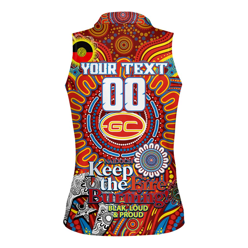 Custom Gold Coast Suns NAIDOC Week 2024 Women Sleeveless Polo Shirt Mascot Football