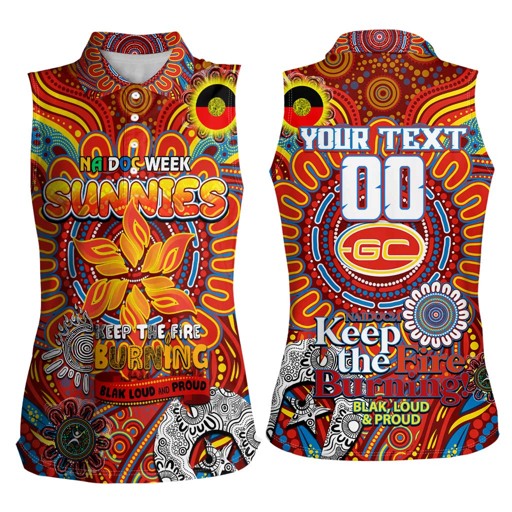 Custom Gold Coast Suns NAIDOC Week 2024 Women Sleeveless Polo Shirt Mascot Football