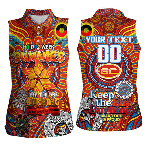 Custom Gold Coast Suns NAIDOC Week 2024 Women Sleeveless Polo Shirt Mascot Football