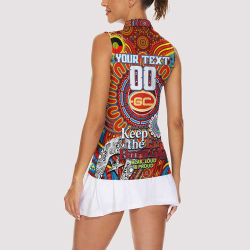 Custom Gold Coast Suns NAIDOC Week 2024 Women Sleeveless Polo Shirt Mascot Football