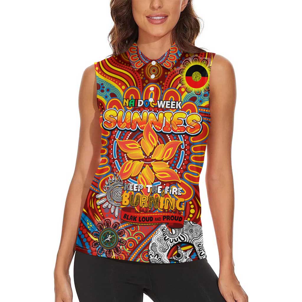 Custom Gold Coast Suns NAIDOC Week 2024 Women Sleeveless Polo Shirt Mascot Football