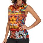 Custom Gold Coast Suns NAIDOC Week 2024 Women Sleeveless Polo Shirt Mascot Football
