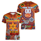 Custom Gold Coast Suns NAIDOC Week 2024 Women V-Neck T-Shirt Mascot Football