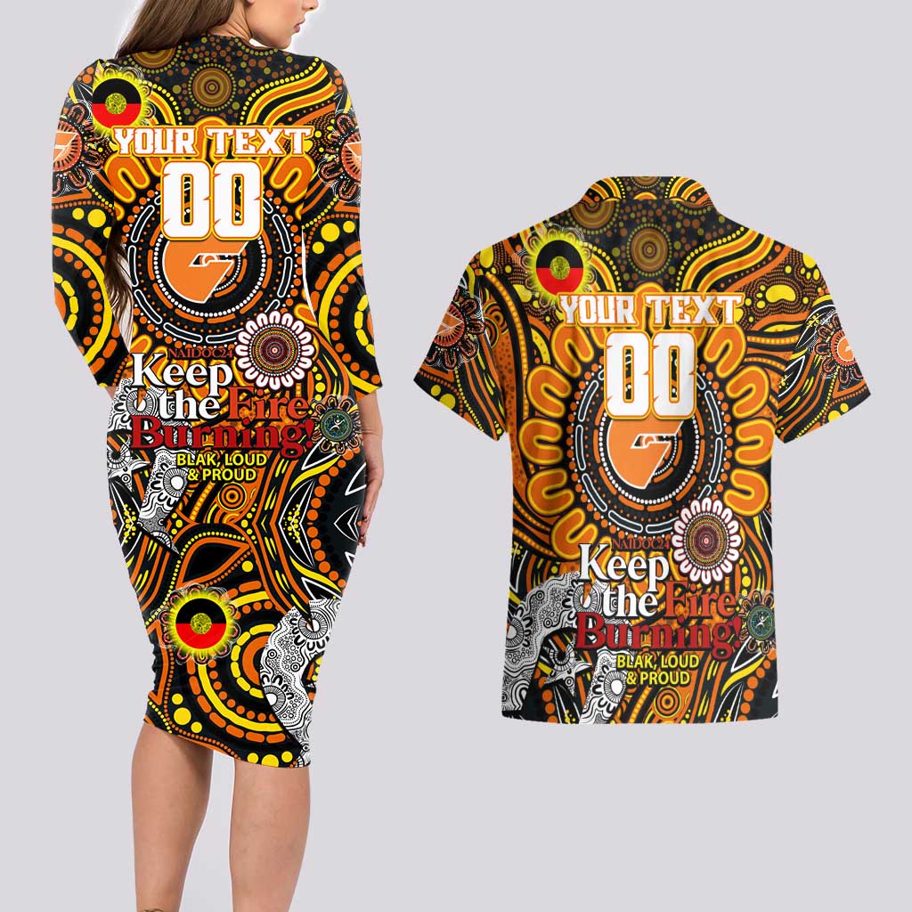 Custom GWS Giants NAIDOC Week 2024 Couples Matching Long Sleeve Bodycon Dress and Hawaiian Shirt Mascot Football