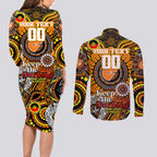 Custom GWS Giants NAIDOC Week 2024 Couples Matching Long Sleeve Bodycon Dress and Long Sleeve Button Shirt Mascot Football