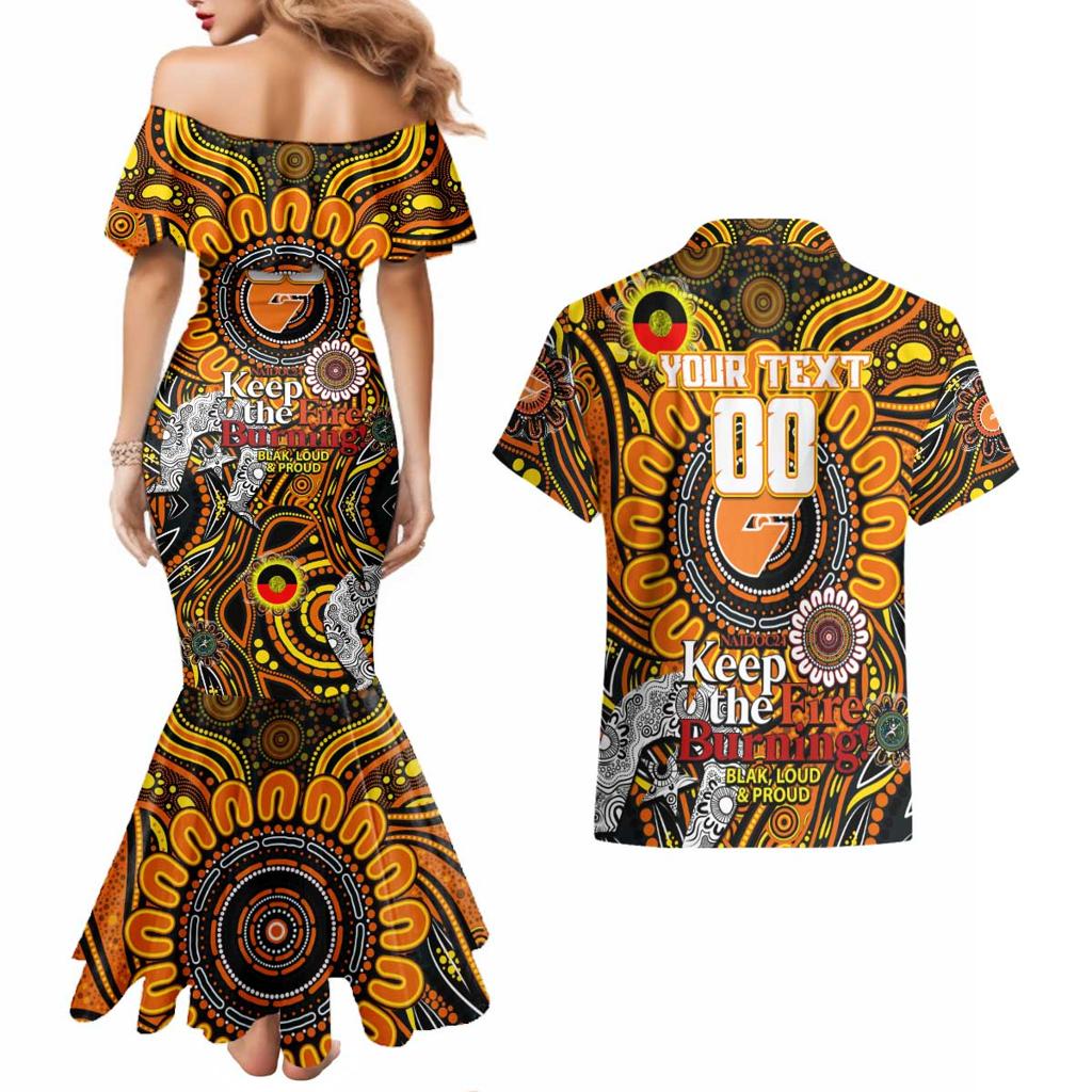 Custom GWS Giants NAIDOC Week 2024 Couples Matching Mermaid Dress and Hawaiian Shirt Mascot Football