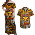 Custom GWS Giants NAIDOC Week 2024 Couples Matching Off Shoulder Maxi Dress and Hawaiian Shirt Mascot Football