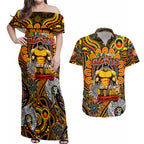 Custom GWS Giants NAIDOC Week 2024 Couples Matching Off Shoulder Maxi Dress and Hawaiian Shirt Mascot Football