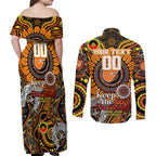 Custom GWS Giants NAIDOC Week 2024 Couples Matching Off Shoulder Maxi Dress and Long Sleeve Button Shirt Mascot Football