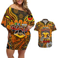 Custom GWS Giants NAIDOC Week 2024 Couples Matching Off Shoulder Short Dress and Hawaiian Shirt Mascot Football