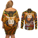 Custom GWS Giants NAIDOC Week 2024 Couples Matching Off Shoulder Short Dress and Long Sleeve Button Shirt Mascot Football