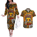 Custom GWS Giants NAIDOC Week 2024 Couples Matching Off The Shoulder Long Sleeve Dress and Hawaiian Shirt Mascot Football