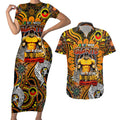 Custom GWS Giants NAIDOC Week 2024 Couples Matching Short Sleeve Bodycon Dress and Hawaiian Shirt Mascot Football