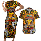 Custom GWS Giants NAIDOC Week 2024 Couples Matching Short Sleeve Bodycon Dress and Hawaiian Shirt Mascot Football