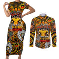 Custom GWS Giants NAIDOC Week 2024 Couples Matching Short Sleeve Bodycon Dress and Long Sleeve Button Shirt Mascot Football