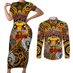 Custom GWS Giants NAIDOC Week 2024 Couples Matching Short Sleeve Bodycon Dress and Long Sleeve Button Shirt Mascot Football
