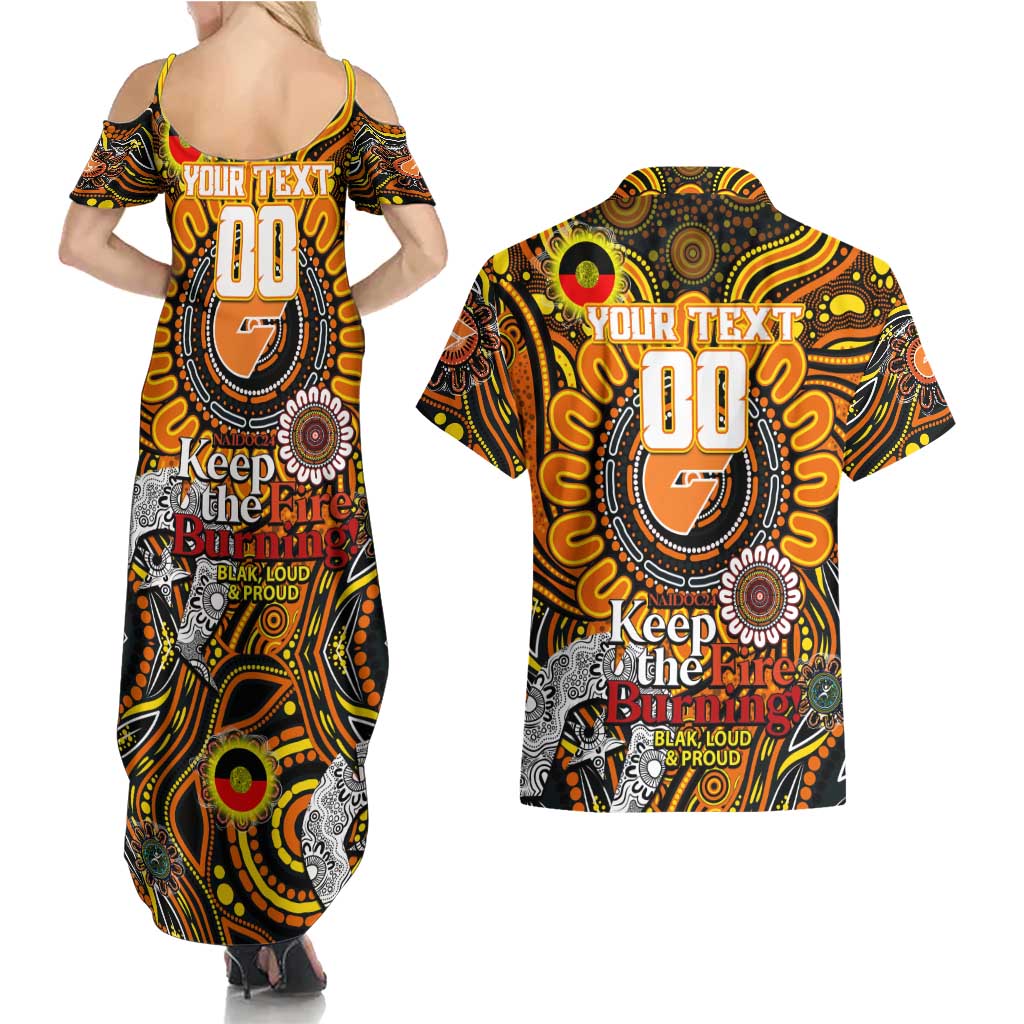 Custom GWS Giants NAIDOC Week 2024 Couples Matching Summer Maxi Dress and Hawaiian Shirt Mascot Football