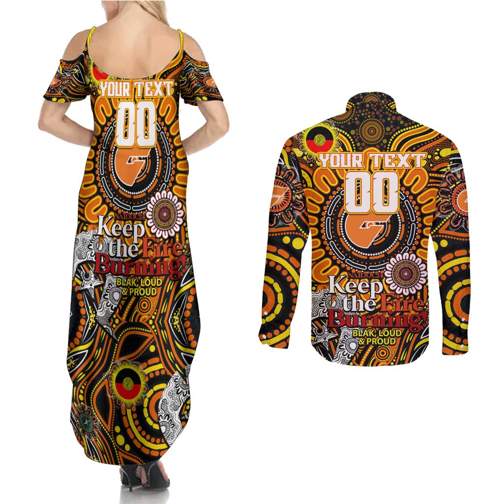 Custom GWS Giants NAIDOC Week 2024 Couples Matching Summer Maxi Dress and Long Sleeve Button Shirt Mascot Football