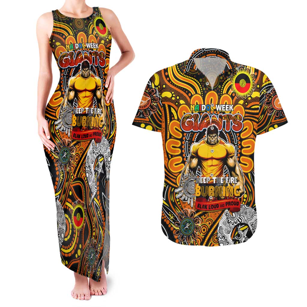Custom GWS Giants NAIDOC Week 2024 Couples Matching Tank Maxi Dress and Hawaiian Shirt Mascot Football