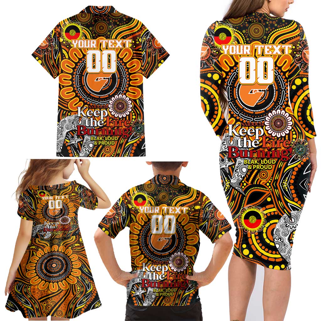 Custom GWS Giants NAIDOC Week 2024 Family Matching Long Sleeve Bodycon Dress and Hawaiian Shirt Mascot Football