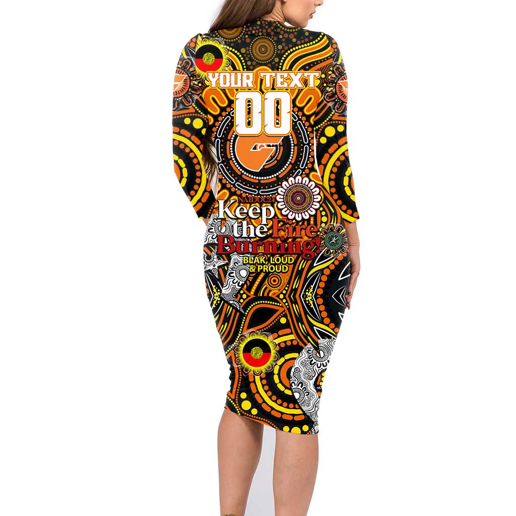 Custom GWS Giants NAIDOC Week 2024 Family Matching Long Sleeve Bodycon Dress and Hawaiian Shirt Mascot Football