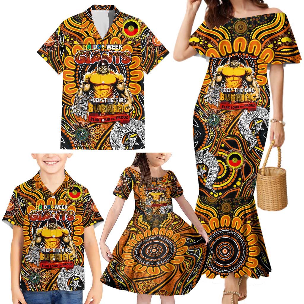 Custom GWS Giants NAIDOC Week 2024 Family Matching Mermaid Dress and Hawaiian Shirt Mascot Football