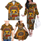 Custom GWS Giants NAIDOC Week 2024 Family Matching Off The Shoulder Long Sleeve Dress and Hawaiian Shirt Mascot Football