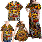 Custom GWS Giants NAIDOC Week 2024 Family Matching Off Shoulder Maxi Dress and Hawaiian Shirt Mascot Football
