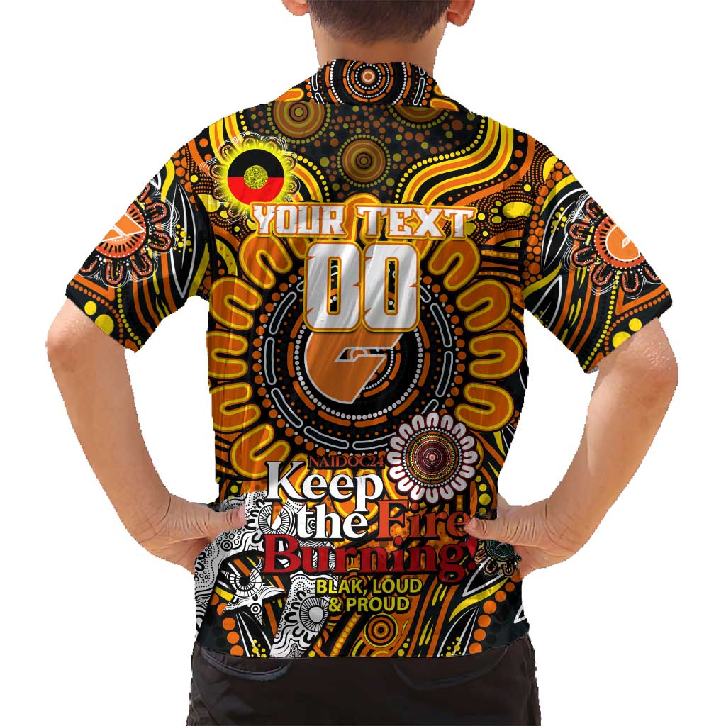 Custom GWS Giants NAIDOC Week 2024 Family Matching Off Shoulder Maxi Dress and Hawaiian Shirt Mascot Football