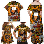 Custom GWS Giants NAIDOC Week 2024 Family Matching Off Shoulder Maxi Dress and Hawaiian Shirt Mascot Football