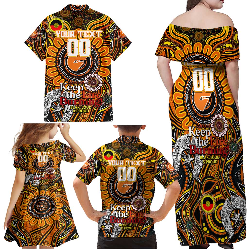 Custom GWS Giants NAIDOC Week 2024 Family Matching Off Shoulder Maxi Dress and Hawaiian Shirt Mascot Football