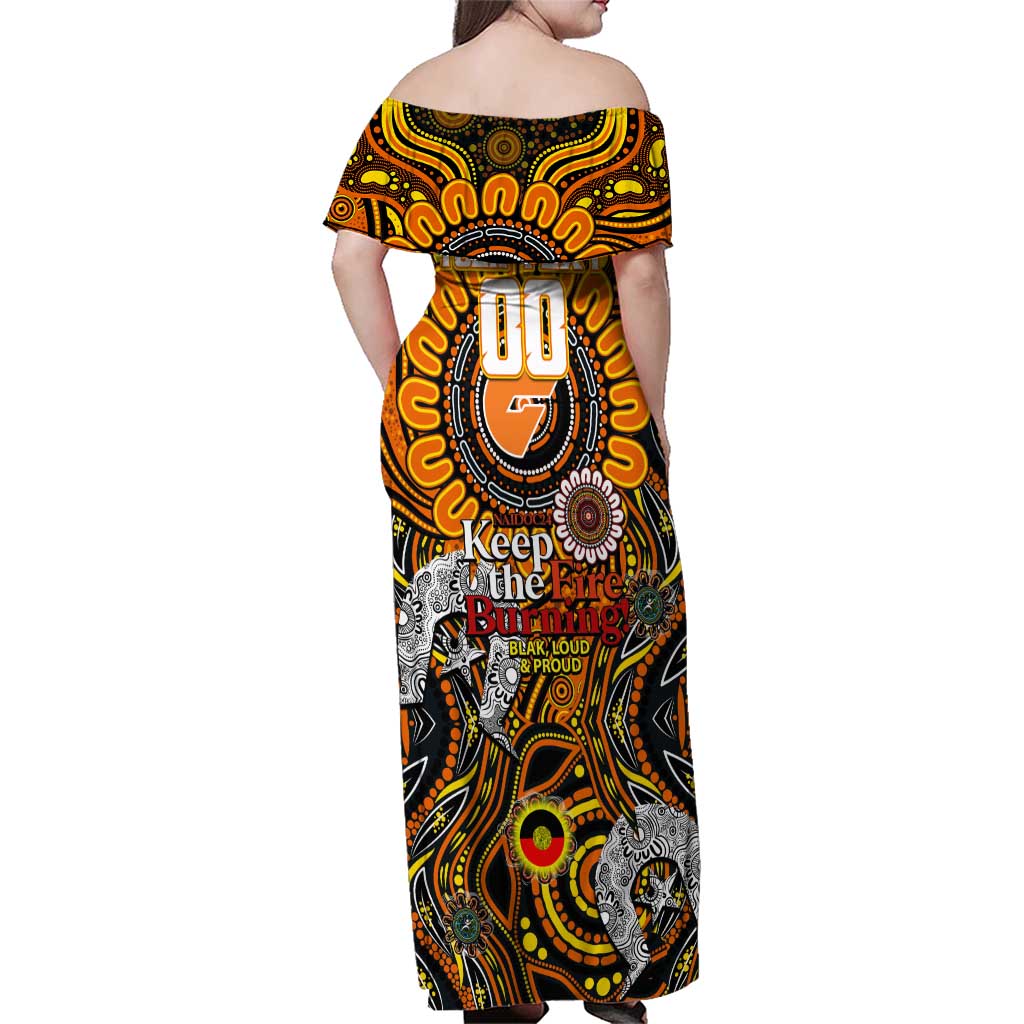 Custom GWS Giants NAIDOC Week 2024 Family Matching Off Shoulder Maxi Dress and Hawaiian Shirt Mascot Football