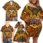 Custom GWS Giants NAIDOC Week 2024 Family Matching Off Shoulder Short Dress and Hawaiian Shirt Mascot Football