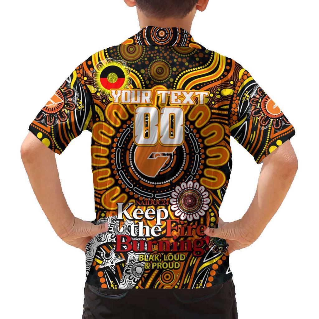 Custom GWS Giants NAIDOC Week 2024 Family Matching Off Shoulder Short Dress and Hawaiian Shirt Mascot Football