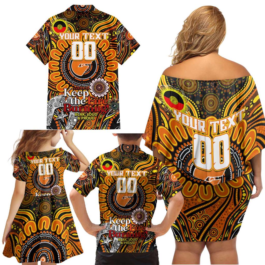 Custom GWS Giants NAIDOC Week 2024 Family Matching Off Shoulder Short Dress and Hawaiian Shirt Mascot Football