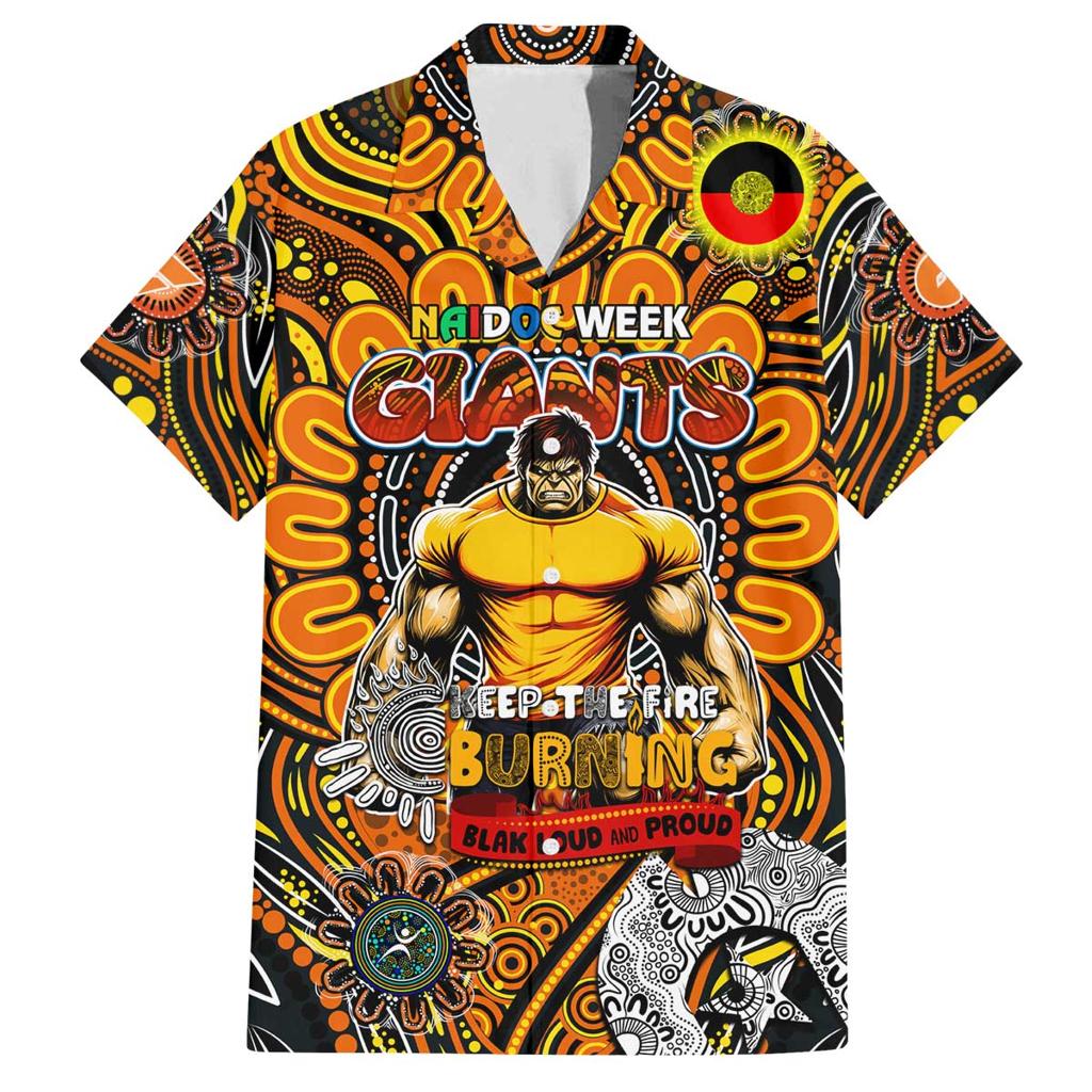 Custom GWS Giants NAIDOC Week 2024 Family Matching Off Shoulder Short Dress and Hawaiian Shirt Mascot Football