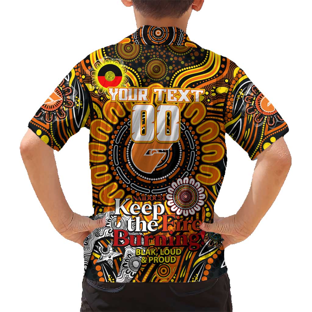 Custom GWS Giants NAIDOC Week 2024 Family Matching Short Sleeve Bodycon Dress and Hawaiian Shirt Mascot Football