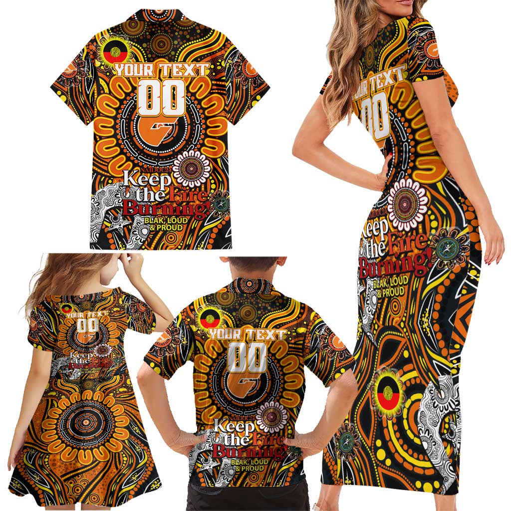 Custom GWS Giants NAIDOC Week 2024 Family Matching Short Sleeve Bodycon Dress and Hawaiian Shirt Mascot Football