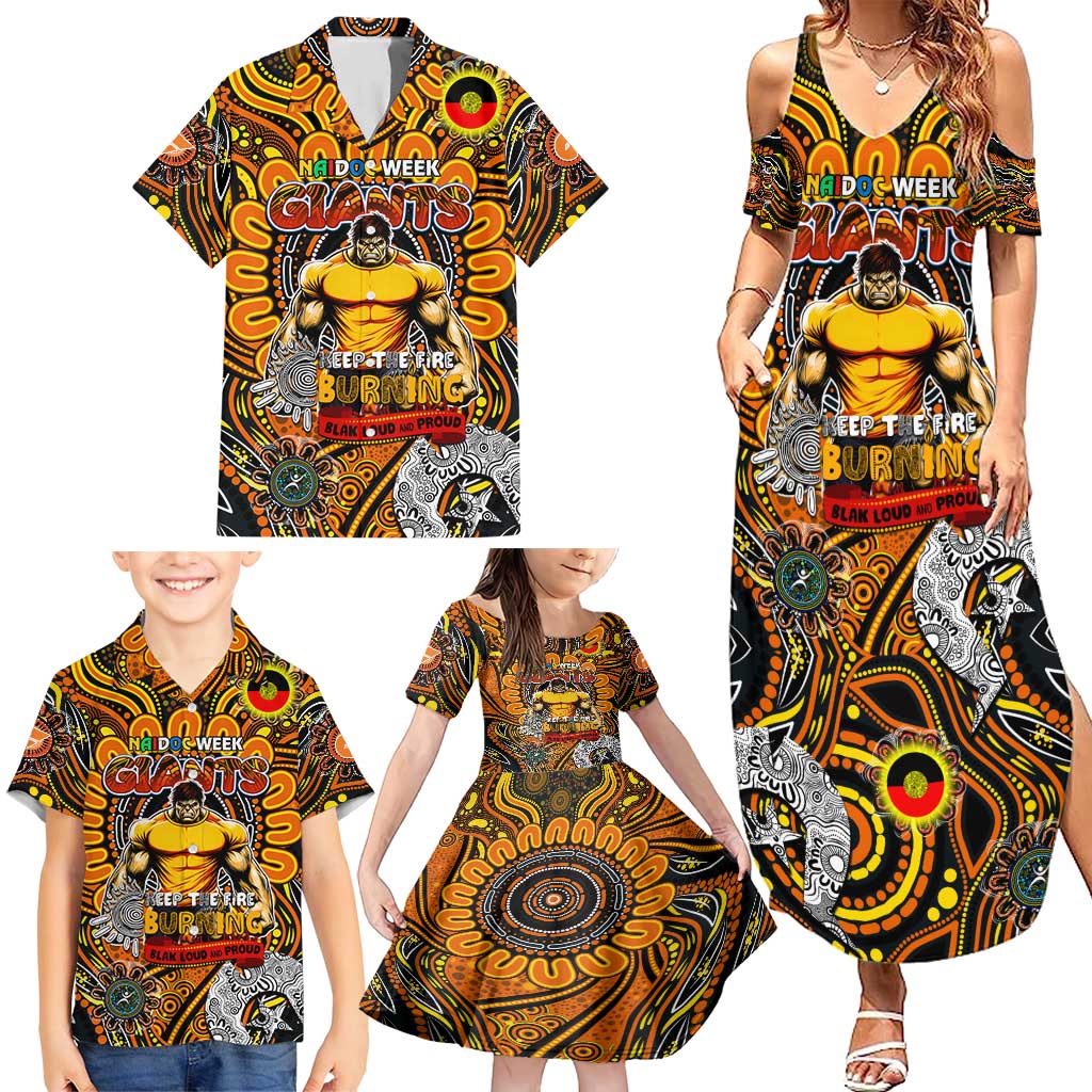 Custom GWS Giants NAIDOC Week 2024 Family Matching Summer Maxi Dress and Hawaiian Shirt Mascot Football
