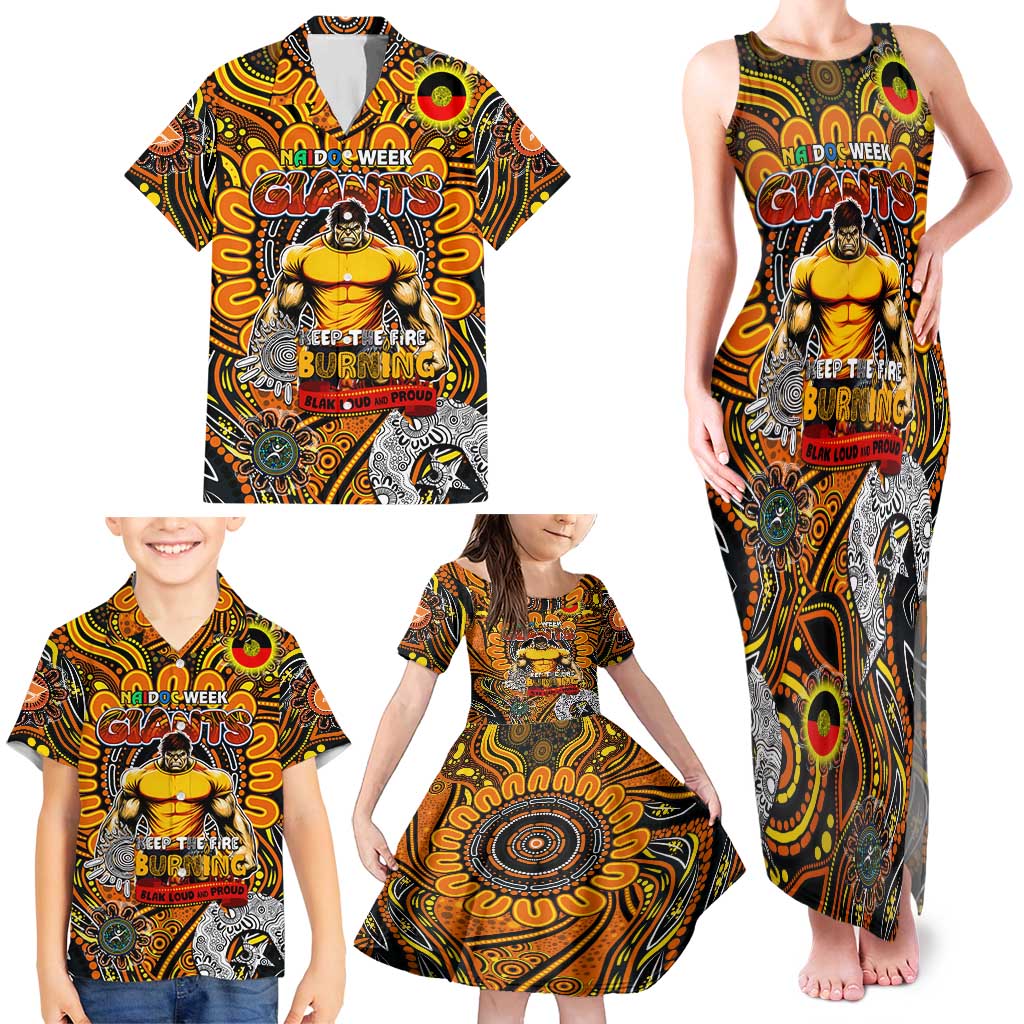 Custom GWS Giants NAIDOC Week 2024 Family Matching Tank Maxi Dress and Hawaiian Shirt Mascot Football