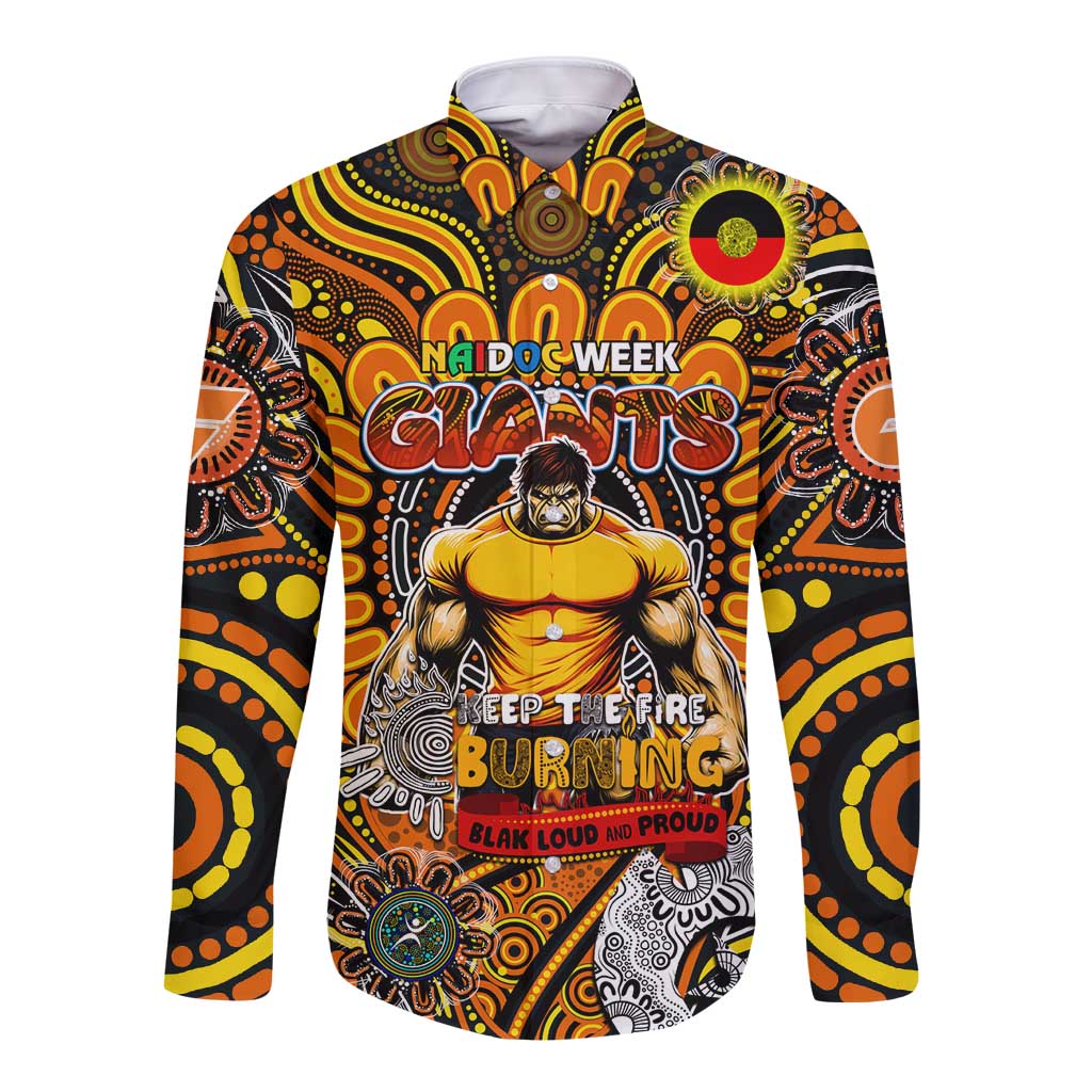 Custom GWS Giants NAIDOC Week 2024 Long Sleeve Button Shirt Mascot Football