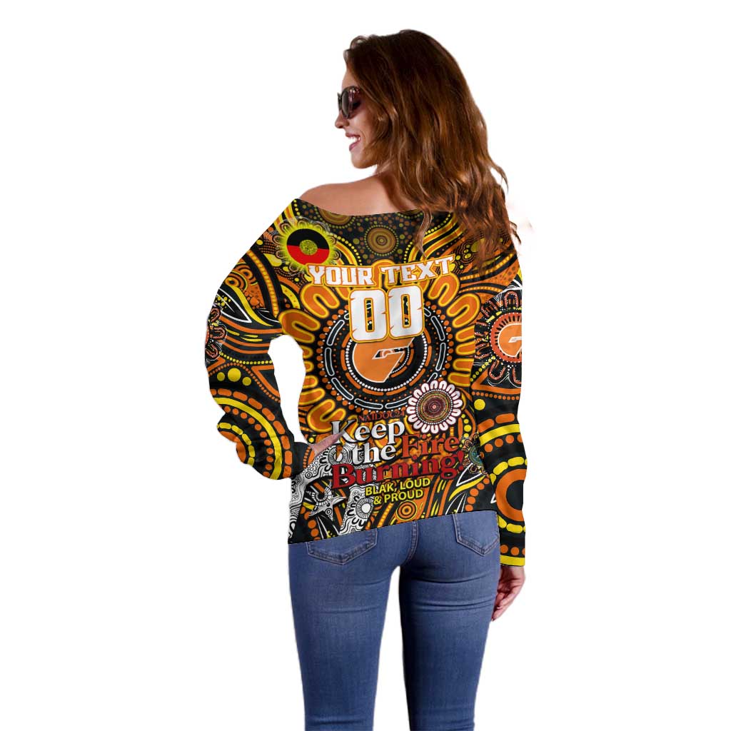 Custom GWS Giants NAIDOC Week 2024 Off Shoulder Sweater Mascot Football