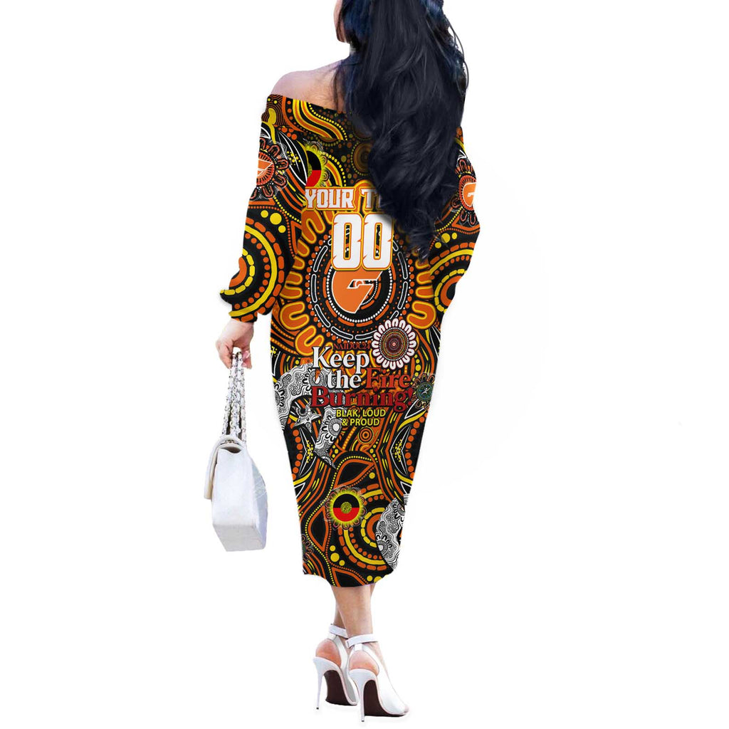 Custom GWS Giants NAIDOC Week 2024 Off The Shoulder Long Sleeve Dress Mascot Football